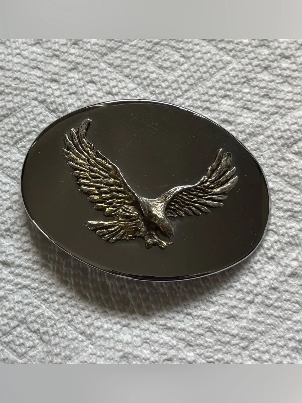 Gold tone Eagle with Shiny Silver Background 3